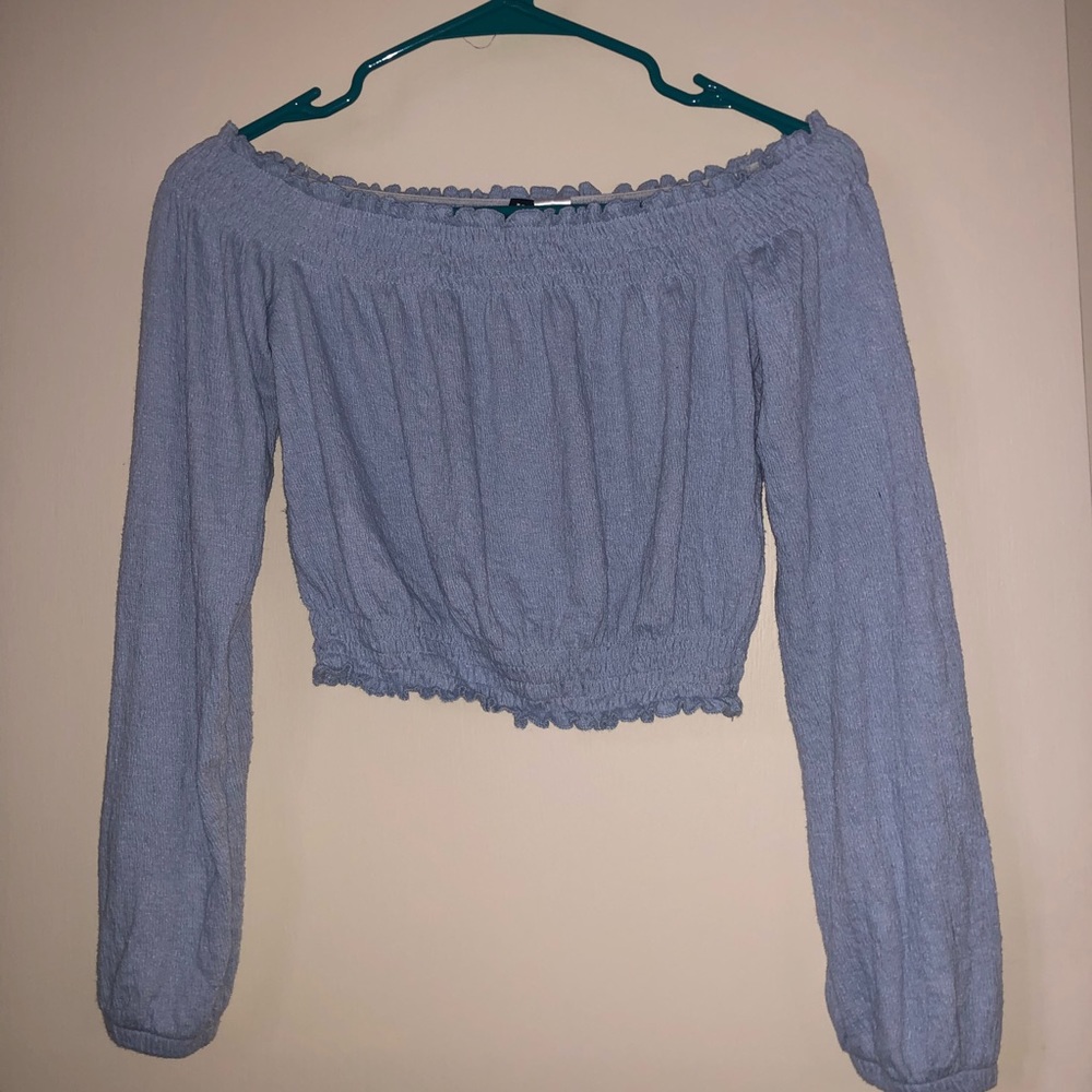 Off the shoulder ruffle shirt